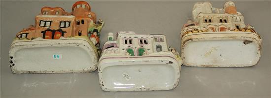 Crimean War Interest: Three Staffordshire pottery models of castles, 18 - 25cm